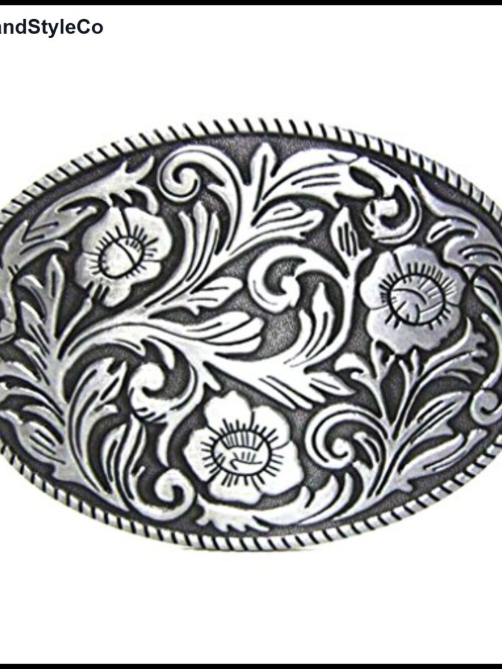 Antique Engraved Flower Metal Belt Buckle, Fits 1.5 Inch Belt, Western Cowboy